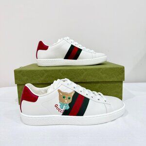 Gucci Ace Cat Leather Sneakers for Women